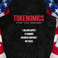 a banner with the words tokenomics and an american flag